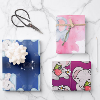 Cute Baby Elephant First Birthday Geschenkpapier Set