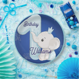 Cute Baby Elephant First Birthday Pappteller