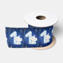 Cute Baby Elephant First Birthday Satinband