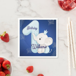 Cute Baby Elephant First Birthday Serviette