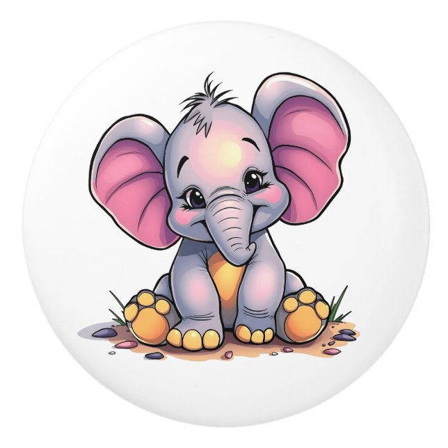 Cute Baby Elephant  Keramikknauf (Vorderseite)