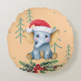 Cute Baby Elephant Safari Theme Rundes Kissen