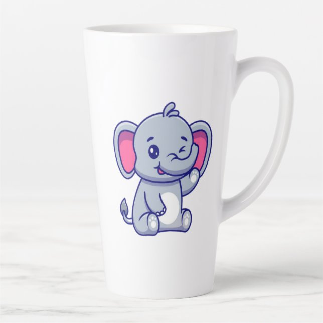 Cute Baby Elephant Sitting Cartoon-23800 Milchtasse (Rechts)