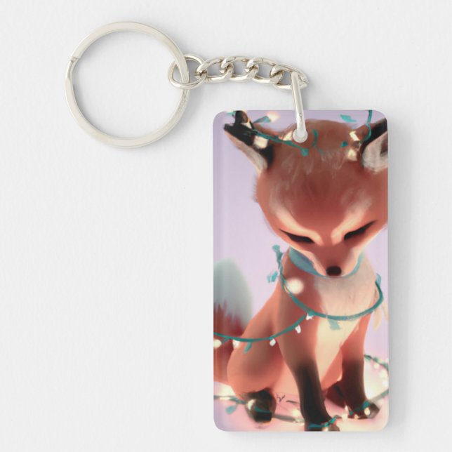 Cute Baby Fox avec Fairy Lights Porte - clé (Devant)