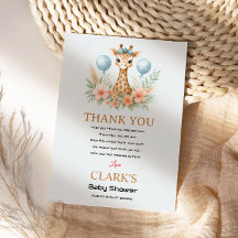 Cute Baby Giraffe Boy Baby Shower | Blue Safari