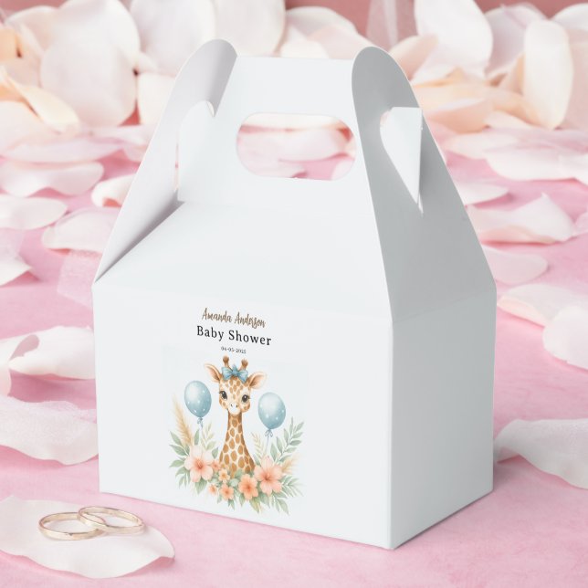Cute Baby Giraffe Boy Baby Shower | Blue Safari Geschenkschachtel (Hochzeit)