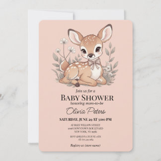Cute Baby Girl Baby Shower Invitation