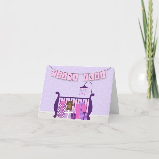 Cute Baby Girl Nursery Thank You Dankeskarte (Vorderseite)