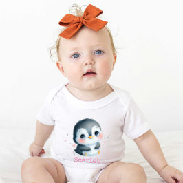 Cute Baby Girl Penguin Christmas birthday Baby Strampler