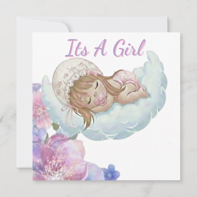 Cute Baby girl Shower Dankeskarte (Vorderseite)