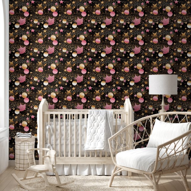 Cute baby girls stars pattern nursery tapete (Kinder)