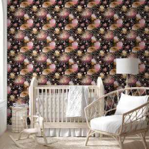 Cute baby girls stars pattern nursery tapete