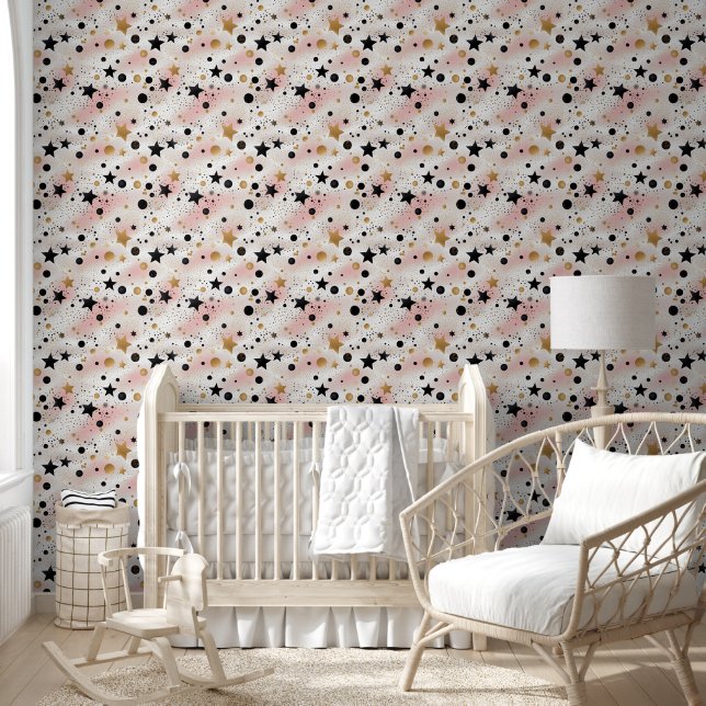 Cute baby girls stars pattern nursery tapete (Kinder)