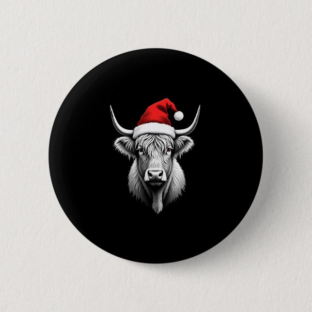 Cute Baby Highland Cow Christmas Santa Gifts Xmas  Button (Vorderseite)