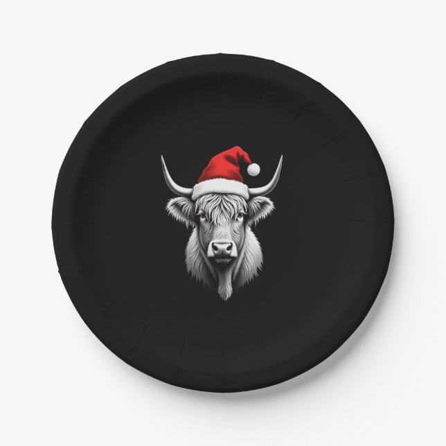 Cute Baby Highland Cow Christmas Santa Gifts Xmas  Pappteller (Vorderseite)