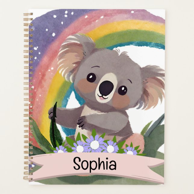 Cute Baby Koala Rainbow Nom personnalisé (Devant)