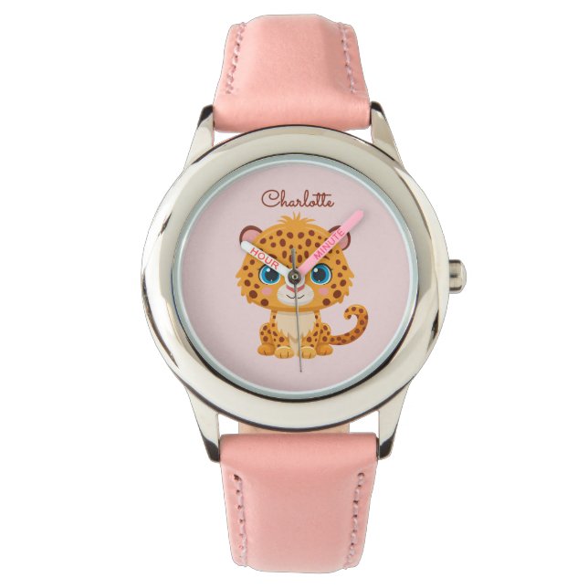 Cute Baby Leopard Safari Animal Kids Armbanduhr (Vorderseite)