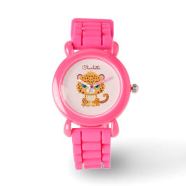 Cute Baby Leopard Safari Animal Kids Armbanduhr