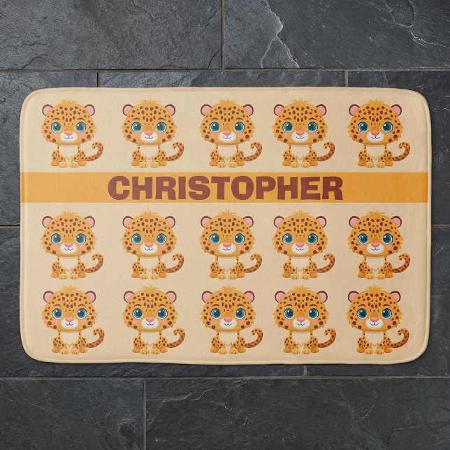 Cute Baby Leopard Safari Animal Kids Badematte (Von Creator hochgeladen)
