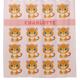 Cute Baby Leopard Safari Animal Kids Duschvorhang