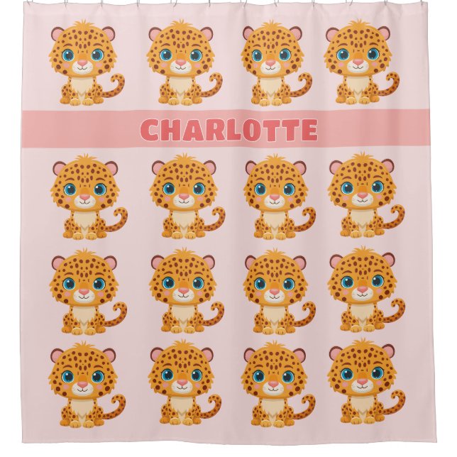Cute Baby Leopard Safari Animal Kids Duschvorhang (Vorderseite)