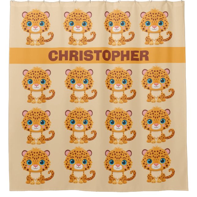 Cute Baby Leopard Safari Animal Kids Duschvorhang (Vorderseite)