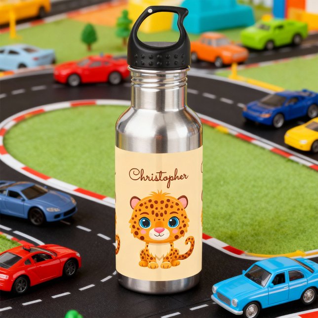 Cute Baby Leopard Safari Animal Kids Edelstahlflasche (Von Creator hochgeladen)