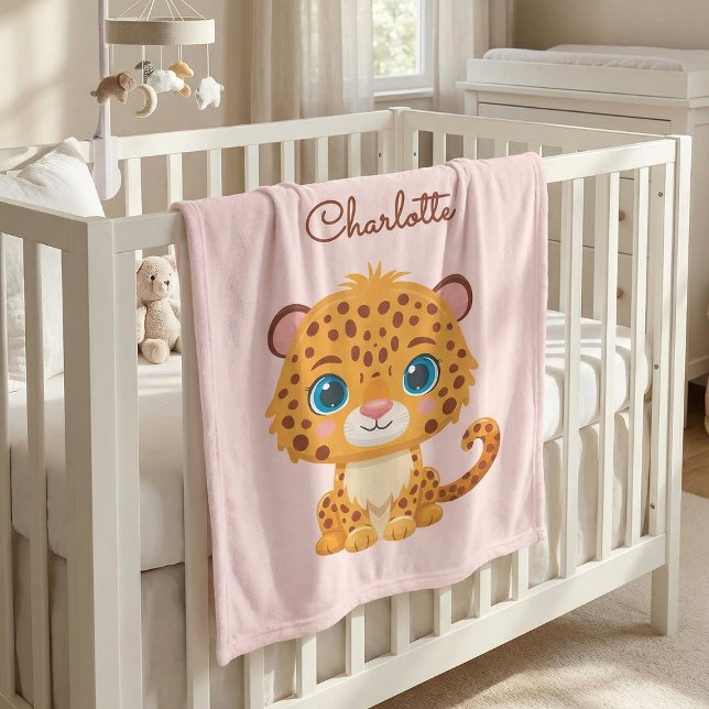 Cute Baby Leopard Safari Animal Kids Fleecedecke (Von Creator hochgeladen)