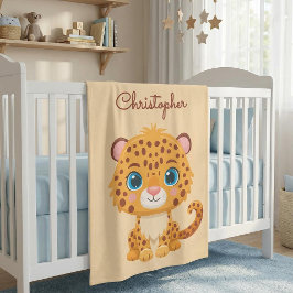 Cute Baby Leopard Safari Animal Kids Fleecedecke