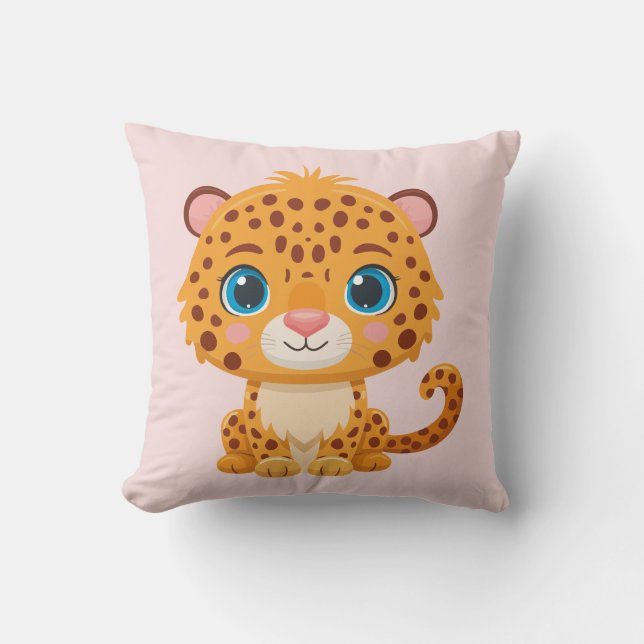 Cute Baby Leopard Safari Animal Kids Kissen (Vorderseite)