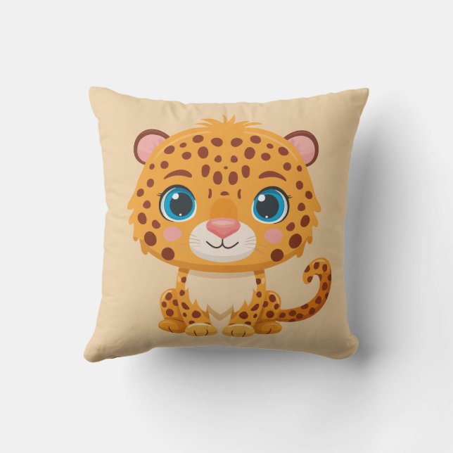 Cute Baby Leopard Safari Animal Kids Kissen (Rückseite)