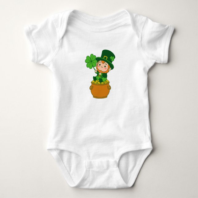 Cute Baby Leprechaun Pot Of Gold St. Patricks Day Strampler (Vorderseite)