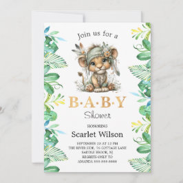 Cute Baby Lion Baby Shower Invitation