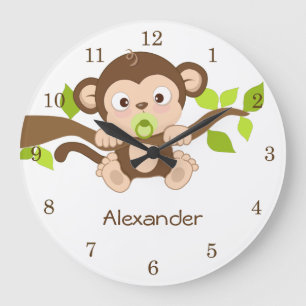 Cute Baby Monkey Wall Clocks Große Wanduhr