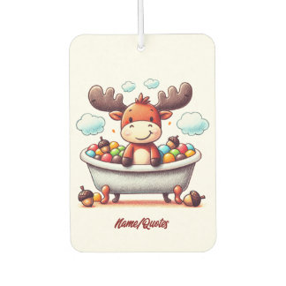 Cute Baby Moose Bath Time Cartoon Illustration Autolufterfrischer