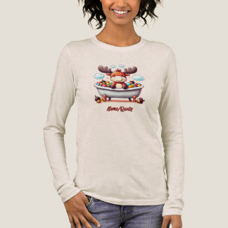 Cute Baby Moose Bath Time Cartoon Illustration Tri-Blend Shirt