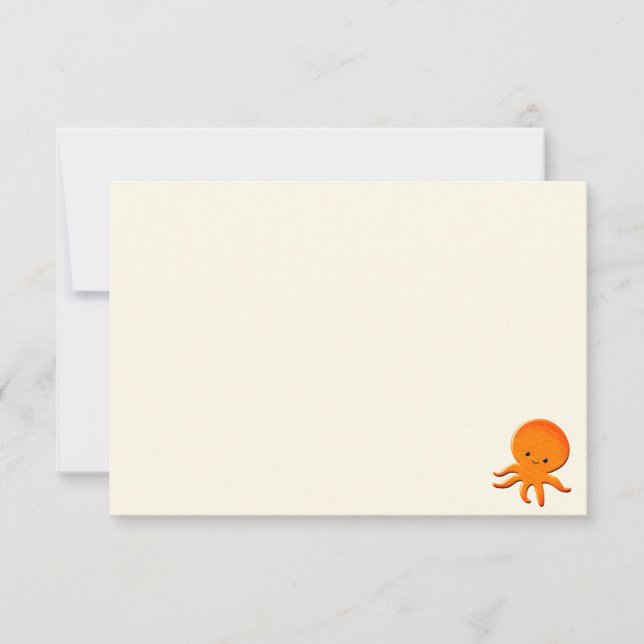 Cute Baby Octopus Blank Cream Off White Mitteilungskarte (Vorderseite)