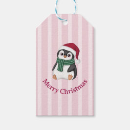Cute Baby Penguin Wearing Santa Hat Christmas Geschenkanhänger