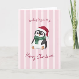 Cute Baby Penguin Wearing Santa Hat Christmas Karte