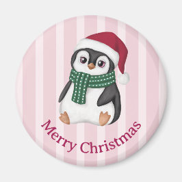 Cute Baby Penguin Wearing Santa Hat Christmas Magnet
