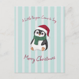 Cute Baby Penguin Wearing Santa Hat Christmas Postkarte