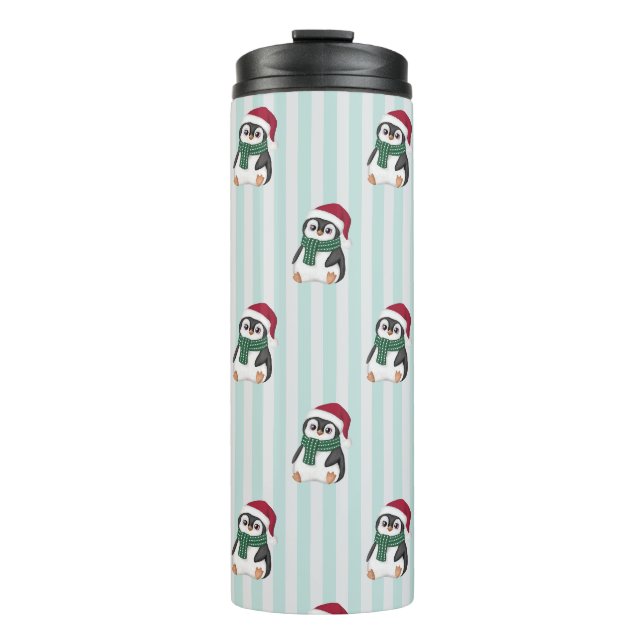 Cute Baby Penguin Wearing Santa Hat Christmas  Thermosbecher (Vorderseite)