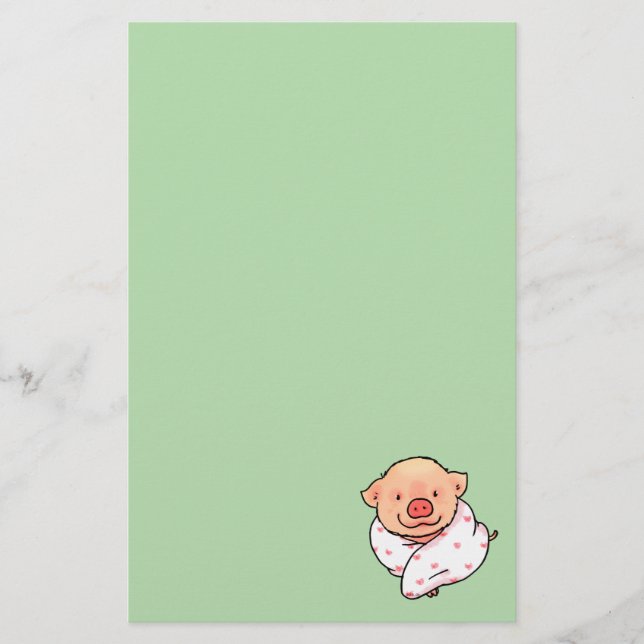 Cute Baby Pig Wrapped in Blanket Briefpapier (Vorderseite)
