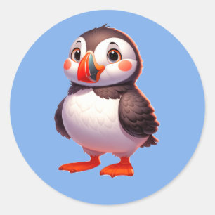 Cute Baby Puffin Papageientaucher Vogel Pinguin Runder Aufkleber