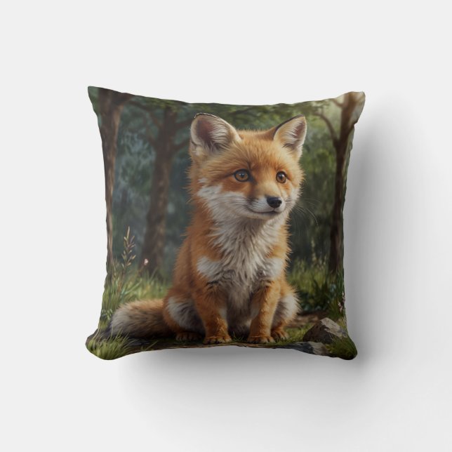 Cute baby red fox cottage garden  kissen (Vorderseite)