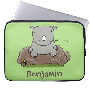 Cute baby rhino cartoon illustration laptopschutzhülle