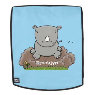 Cute baby rhino cartoon illustration rucksack