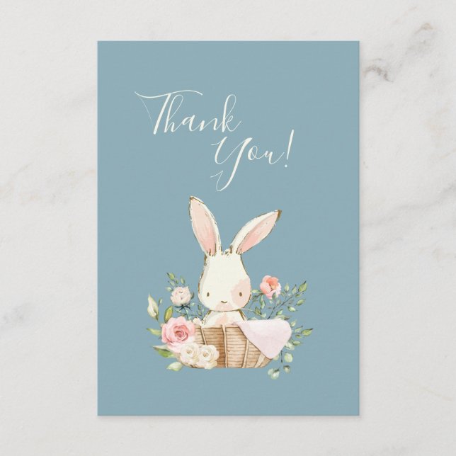 Cute Baby shower de lapin rose bleu Merci (Devant)
