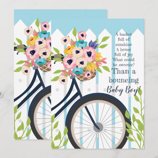 Cute Baby shower Garden Party Floral Invitation (Devant / Derrière)