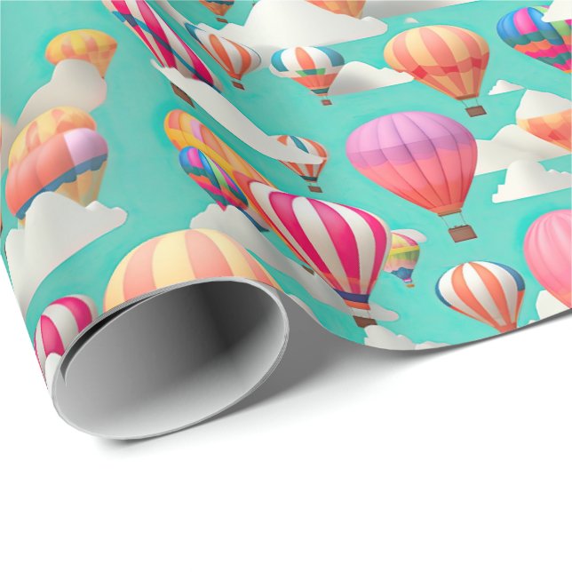 Cute baby shower hot air balloon tiled  geschenkpapier (Rolleneckpunkt)